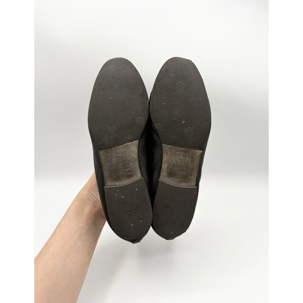 Chanel Black Leather Ballet Flats Gold CC Turnlock Size EU 37